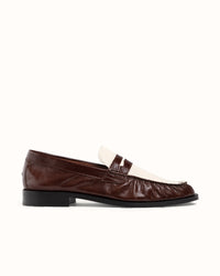 Ezra Chestnut + White Ruched Loafer - Men's