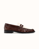 Ezra Chestnut + White Ruched Loafer - Men's