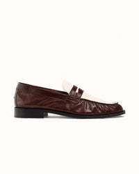 Ezra Chestnut + White Ruched Loafer - Men's
