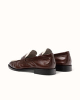 Ezra Chestnut + White Ruched Loafer - Men's