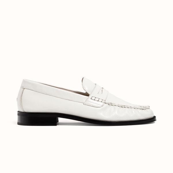 Ezra White Patent Ruched Loafer - Men's