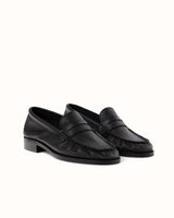 Ezra Black Tumbled Ruched Loafer - Women's