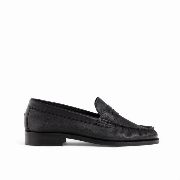 Ezra Black Tumbled Ruched Loafer - Women's