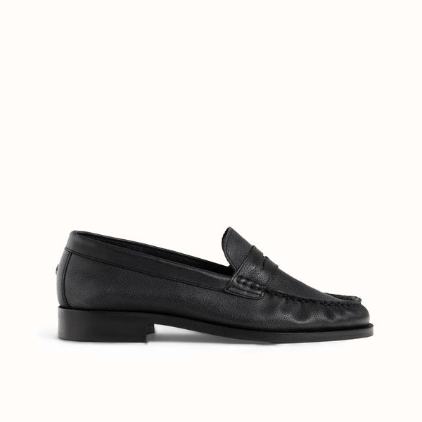 Ezra Black Tumbled Ruched Loafer - Women's