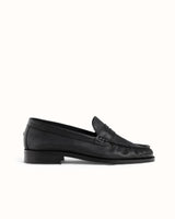 Ezra Black Tumbled Ruched Loafer - Women's