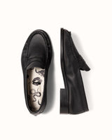 Ezra Black Tumbled Ruched Loafer - Women's