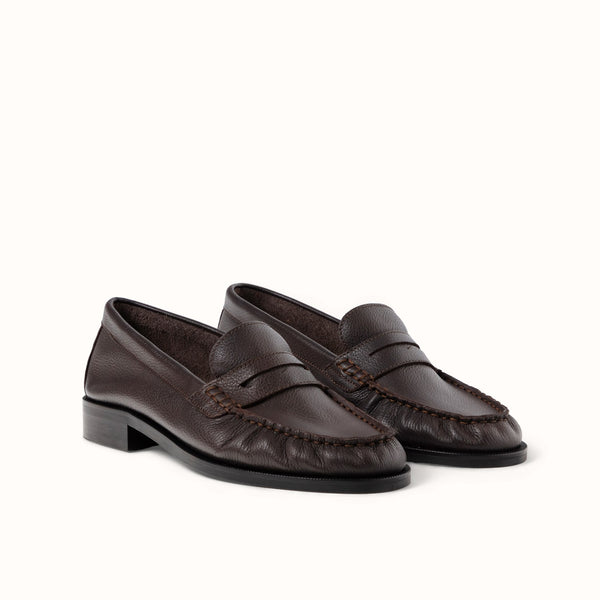 Ezra Brown Pebble Ruched Loafer - Women's