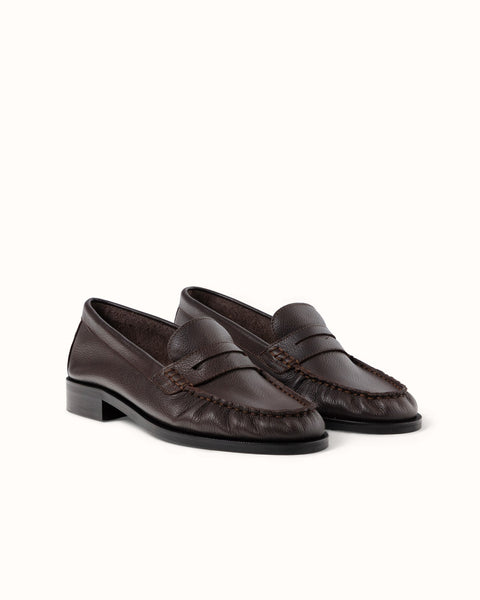 Ezra Brown Pebble Ruched Loafer - Women's