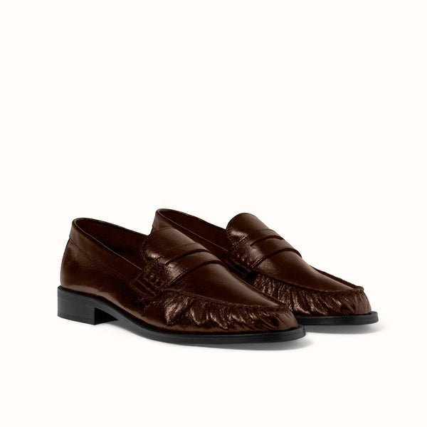 Ezra Chestnut Ruched Loafer - Women's