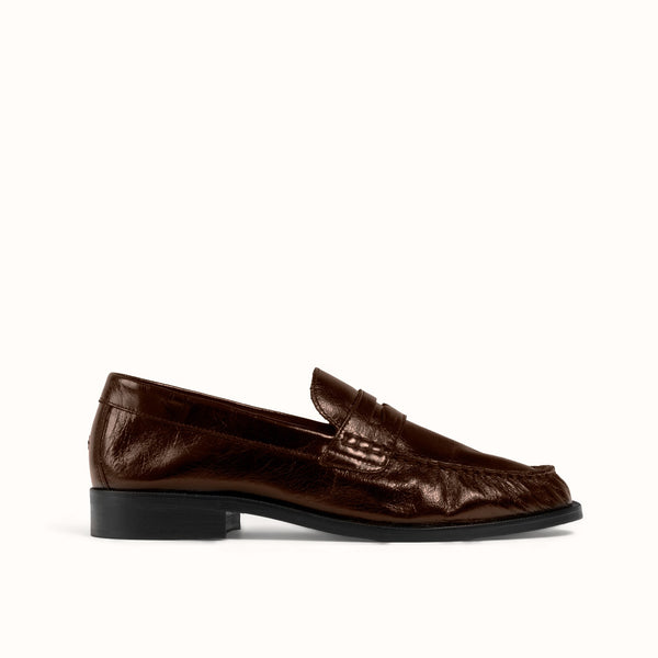Ezra Chestnut Ruched Loafer - Women's