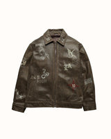 Hand-Painted Dark Brown Leather Jacket