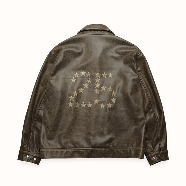 Hand-Painted Dark Brown Leather Jacket