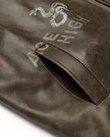 Hand-Painted Dark Brown Leather Jacket