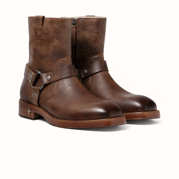 Harley Brown Distressed Biker Boot - Men's