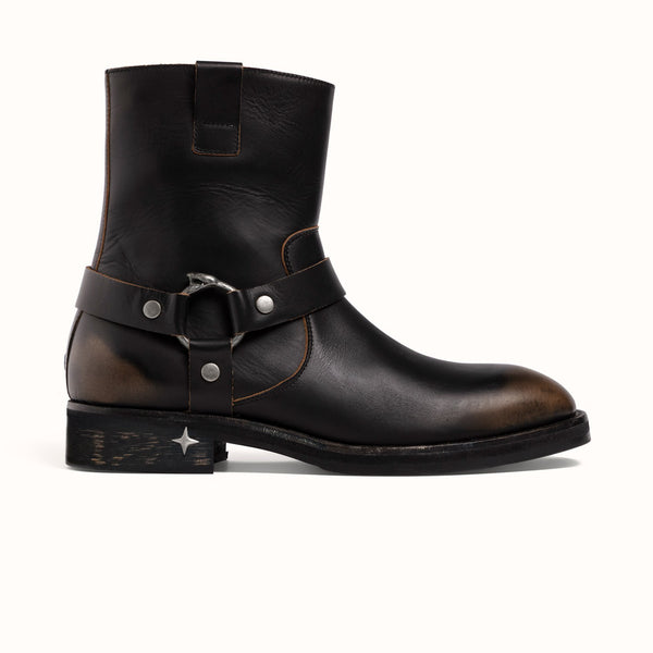 Harley Black Distressed Biker Boot - Men's