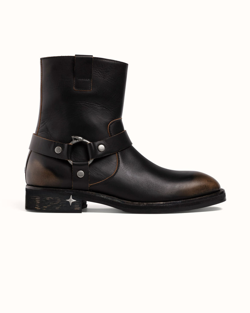 Harley Black Distressed Biker Boot - Men's