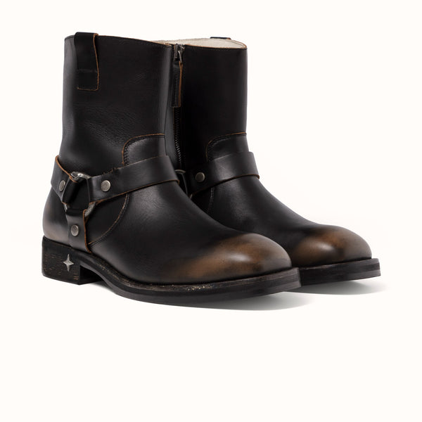 Harley Black Distressed Biker Boot - Men's