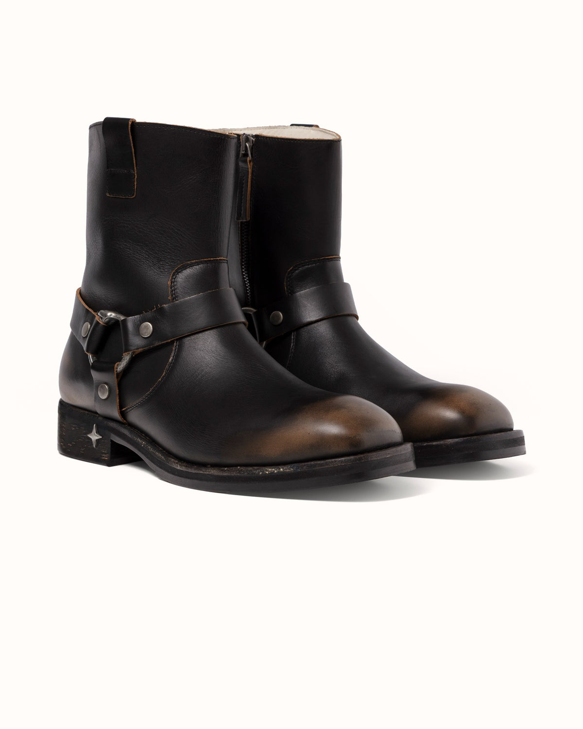 Harley Black Distressed Biker Boot - Men's