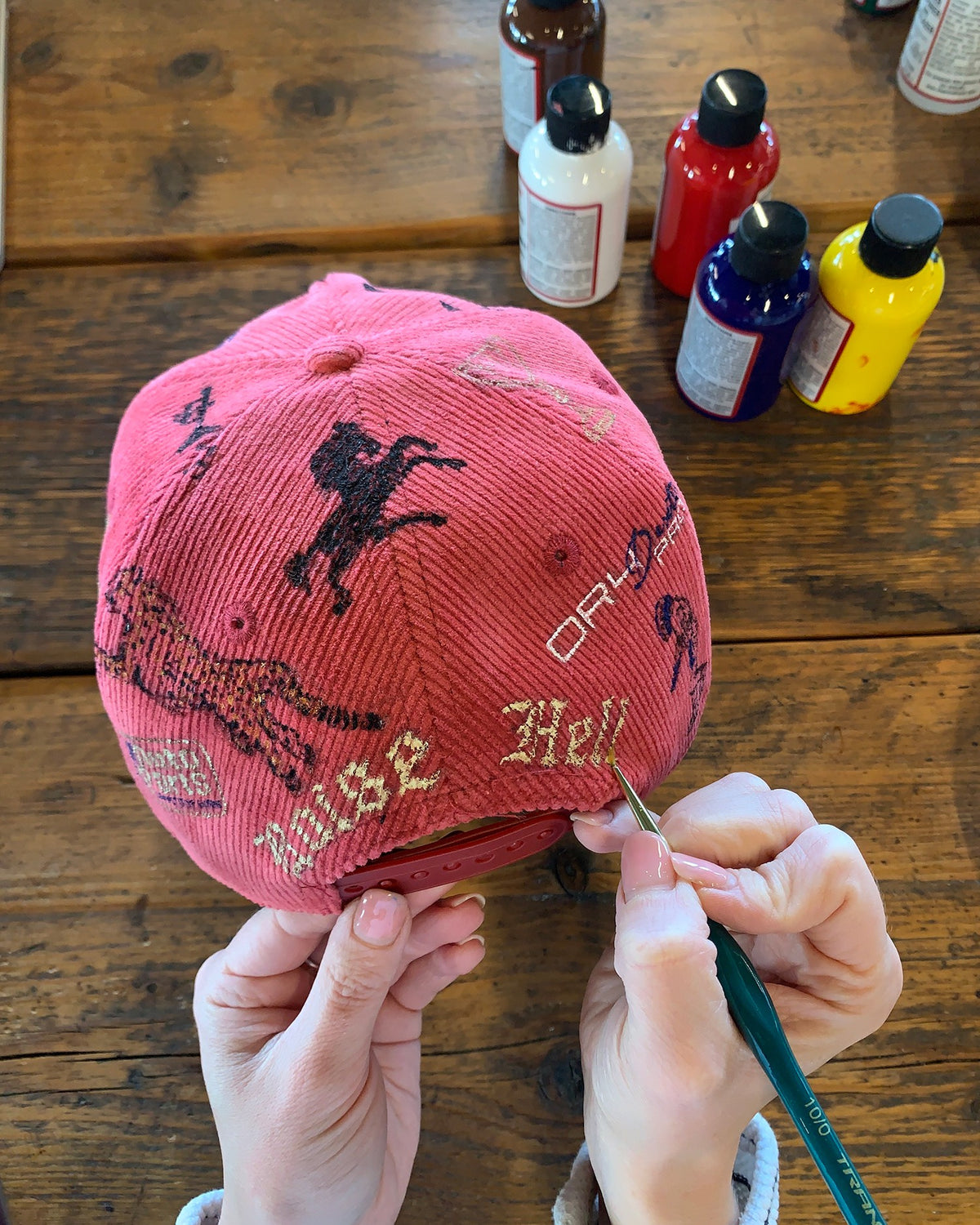 Hand-Painted DR4 Red Corduroy Cap
