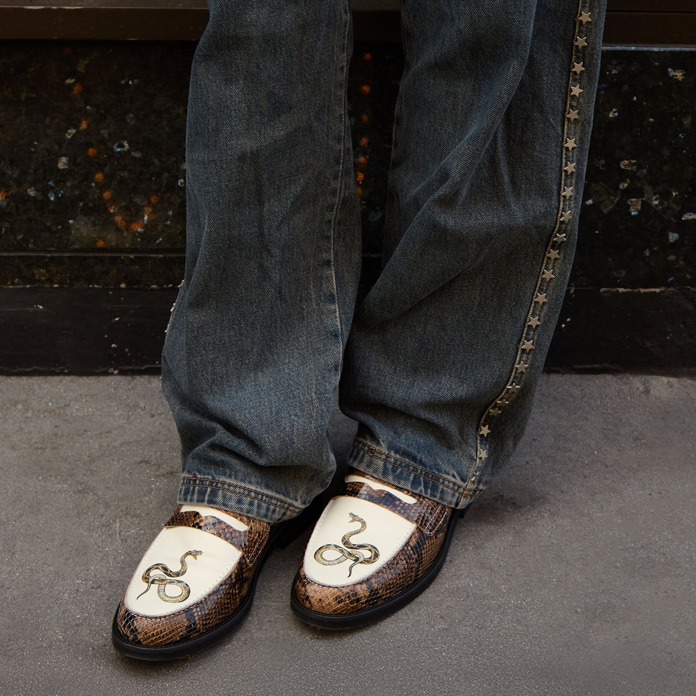 Wilde Snake + White Penny Loafer - Men's | DUKE + DEXTER