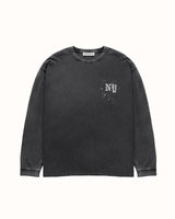 NY Paint Splatter Washed Grey Long Sleeve Top