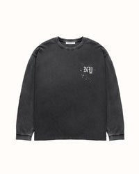 NY Paint Splatter Washed Grey Long Sleeve Top