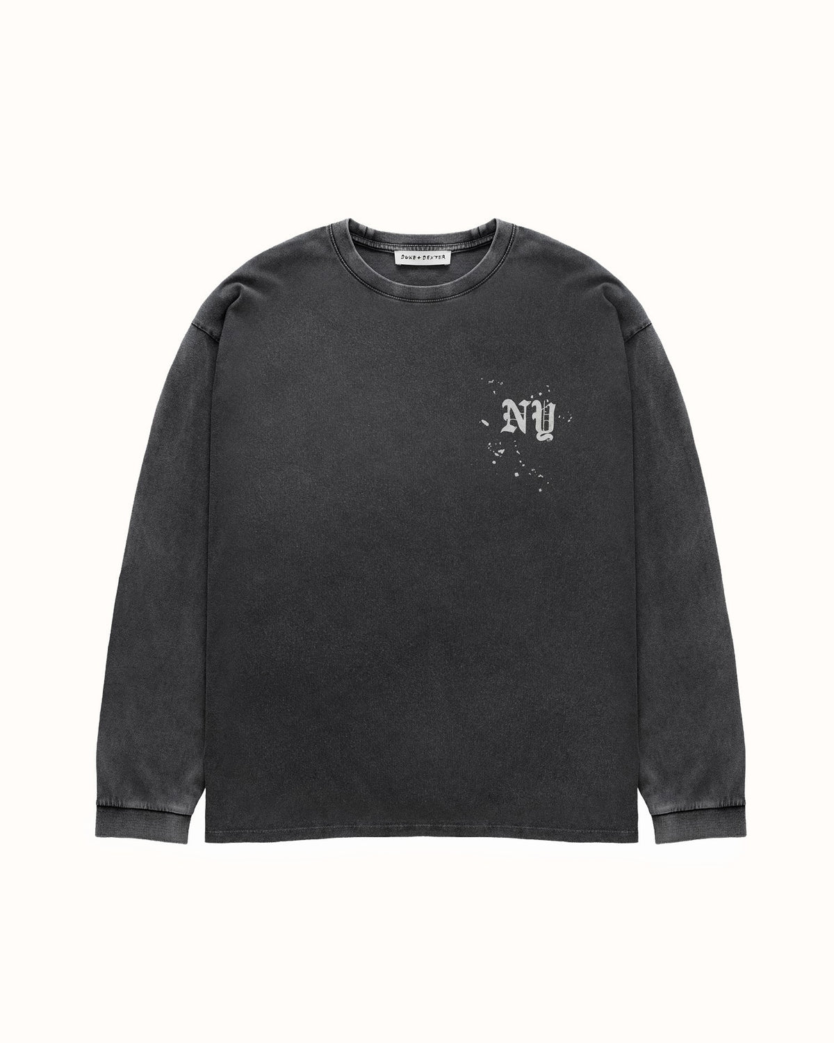 NY Paint Splatter Washed Grey Long Sleeve Top