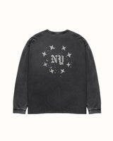 NY Paint Splatter Washed Grey Long Sleeve Top
