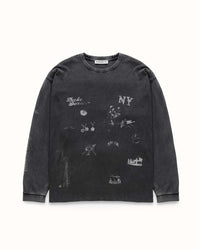 NY Sketch Washed Grey Long Sleeve Top