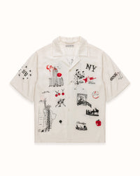 NY Sketch Vintage White + Red + Black Shirt