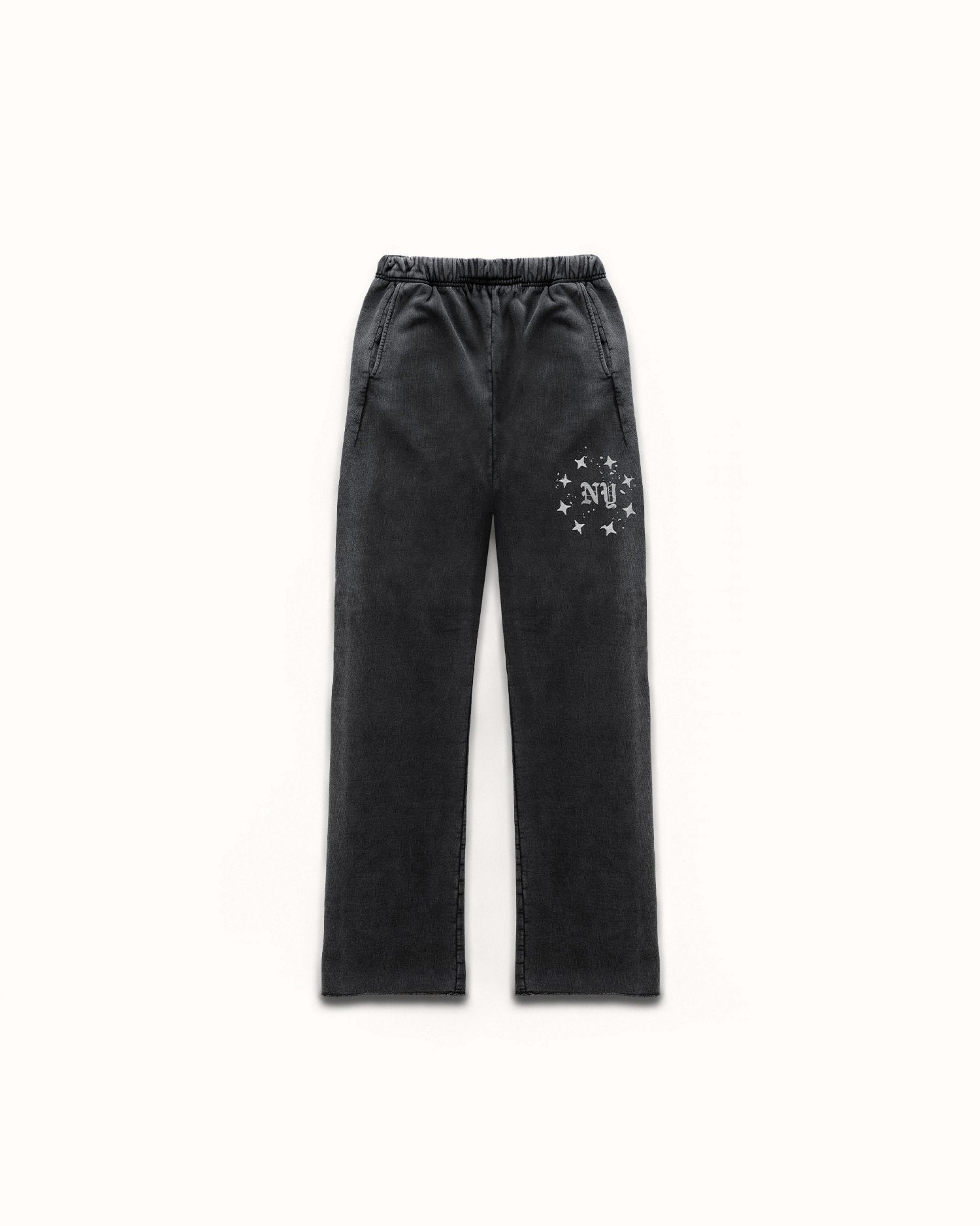 DR4 Embroidered Washed Black Sweat Pant | DUKE + DEXTER