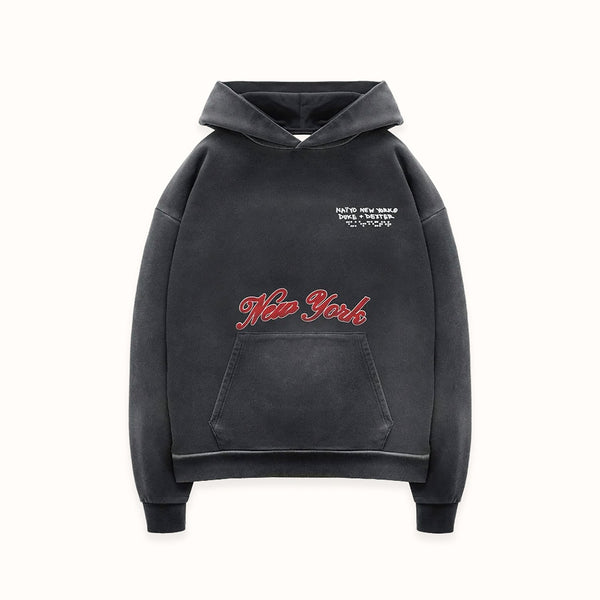 Naiyo NY Washed Black Hoodie