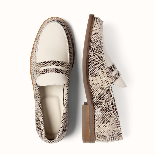 Peso Snakeskin + White Penny Loafer - Men's