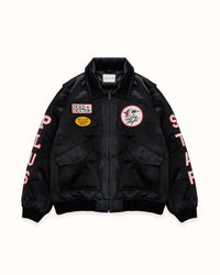 Plus Black Satin Bomber Jacket