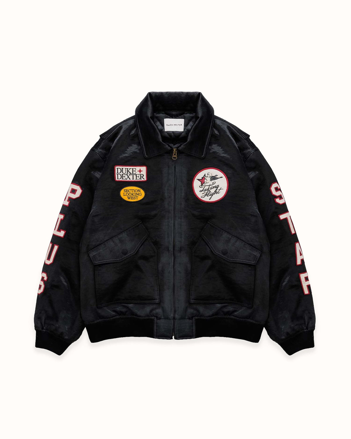 Plus Black Satin Bomber Jacket