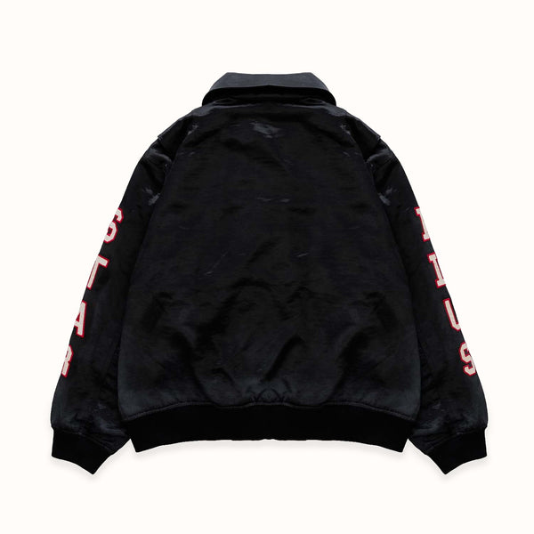 Plus Black Satin Bomber Jacket