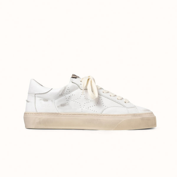 Plus Court White Distressed Sneaker - Women's