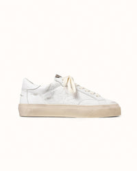 Plus Court White Distressed Sneaker - Women's