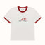 Plus Vintage White + Red Ringer Baby Tee - Women's