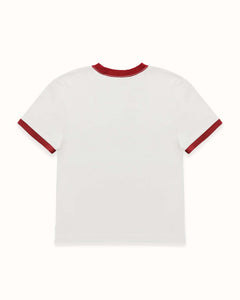 Plus Vintage White + Red Ringer Baby Tee - Women's