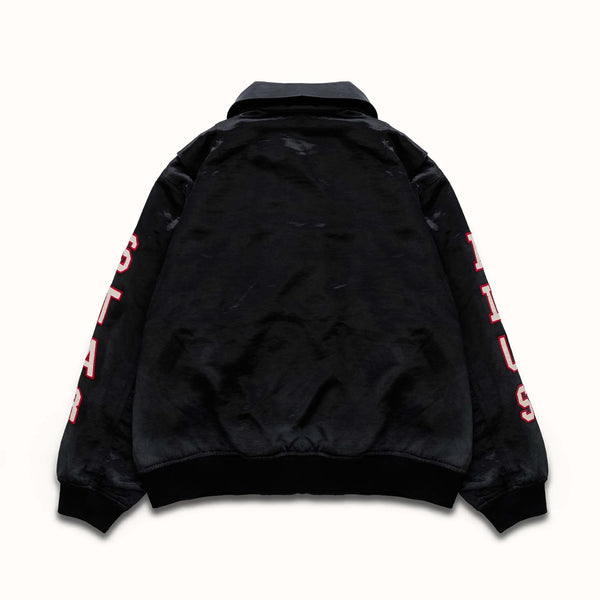 Plus Black Satin Bomber Jacket