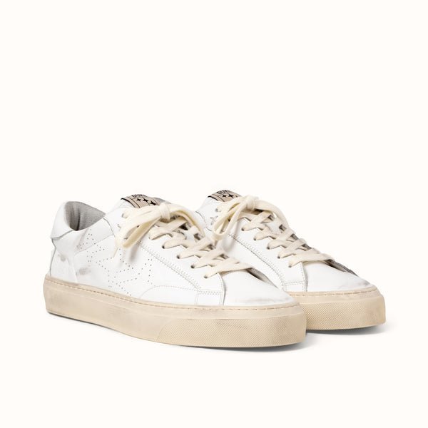 Plus Court White Distressed Sneaker - Men's