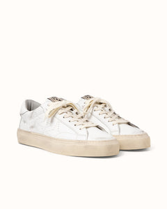 Plus Court White Distressed Sneaker - Men's