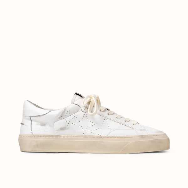 Plus Court White Distressed Sneaker - Men's
