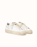 Plus Court White Distressed Sneaker - Women's