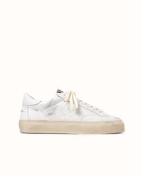 Plus Court White Distressed Sneaker - Women's