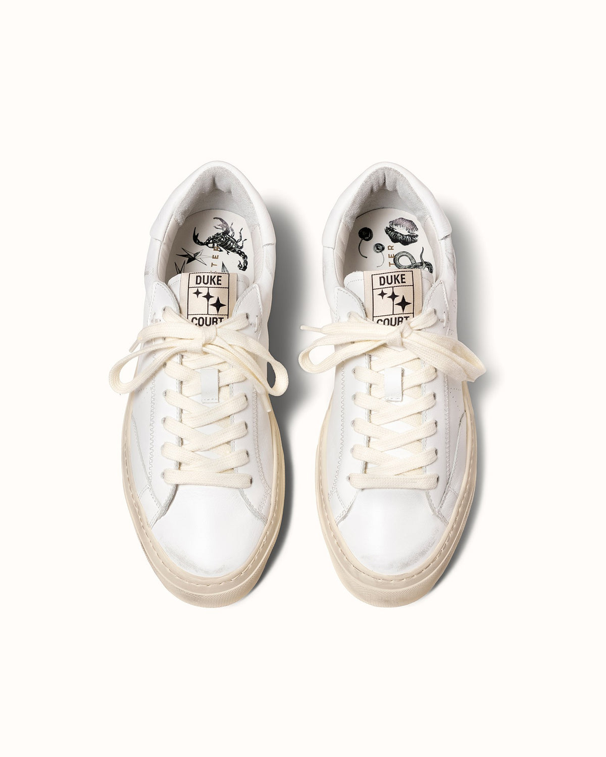 Plus Court White Distressed Sneaker - Women's
