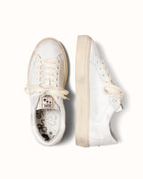 Plus Court White Distressed Sneaker - Women's