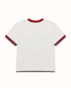Plus Vintage White + Red Ringer Baby Tee - Women's