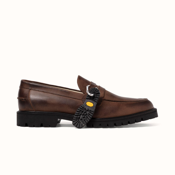Vibram Brown Distressed Lug Loafer - Men's